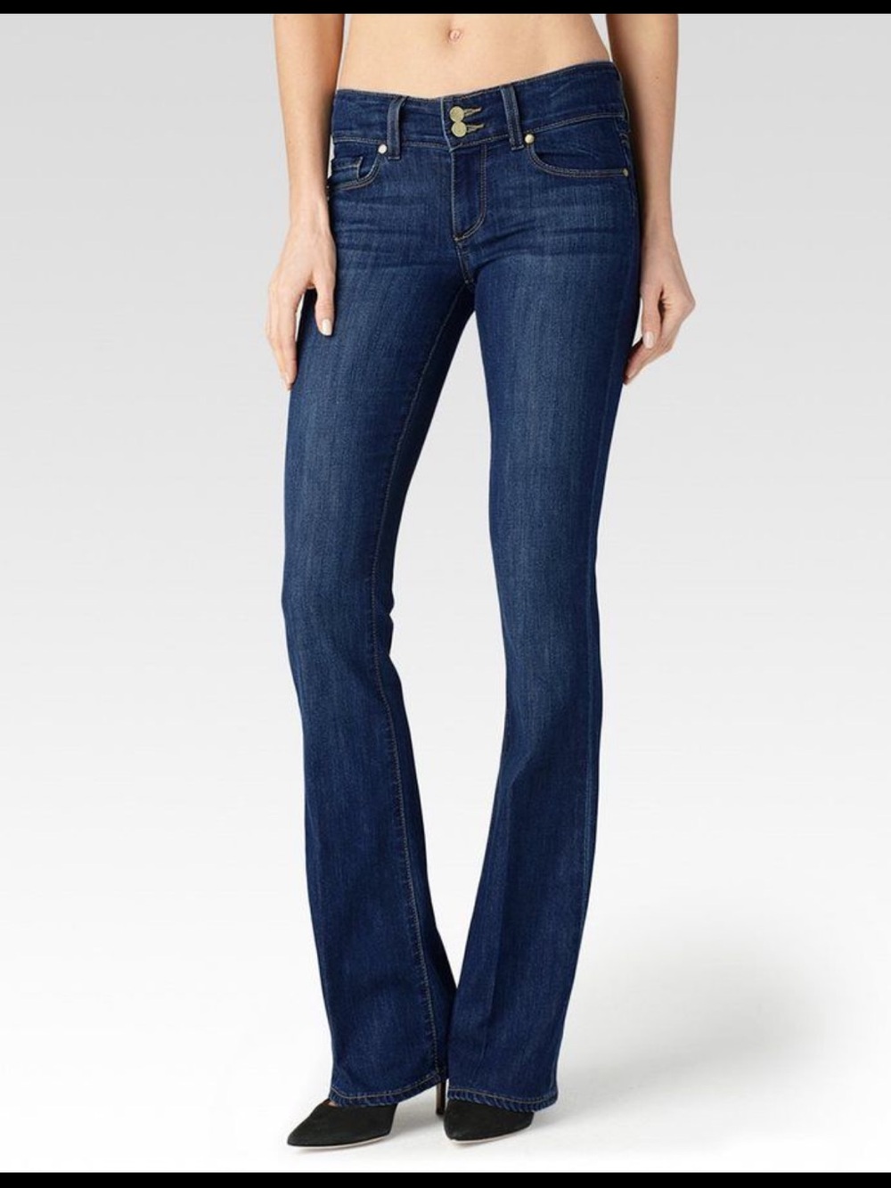 PAIGE H.H. Boot Hidden Hills Bootcut Jeans – Dark Wash – Size 28 – Double Button